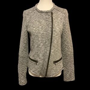 MAISON SOCTCH GRAY TEXTURED COTTON JACKET WITH ASYMMETRICAL ZIPPER/ Size 2